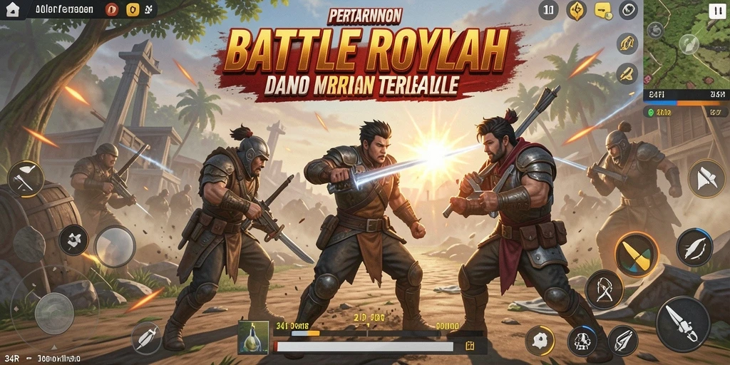 Screenshot gameplay 34R dengan aksi pertarungan yang intens.