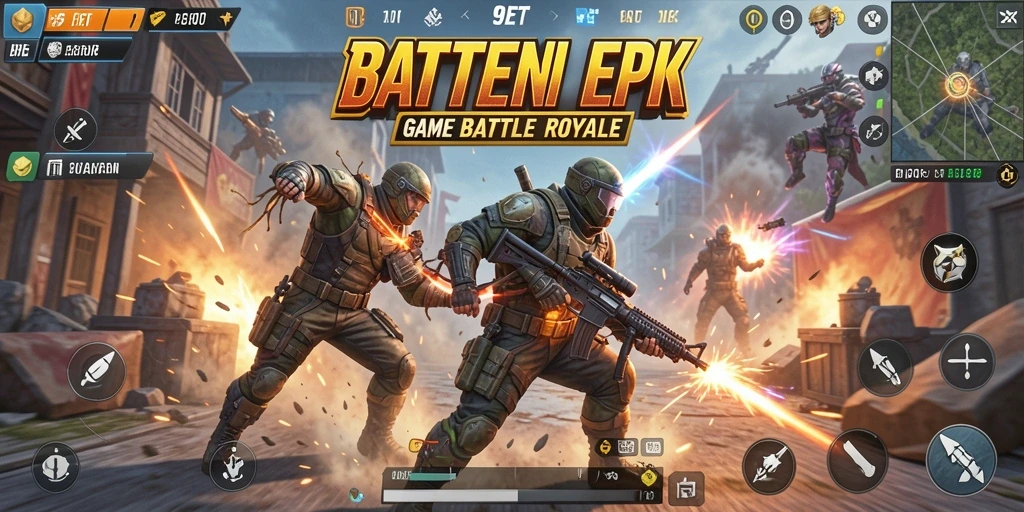Tampilan permainan menarik dalam 9ET dengan aksi Battle Royale yang seru.