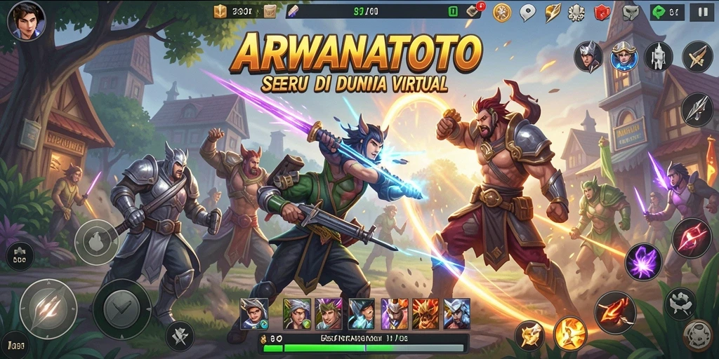 Screenshot ARWANATOTO menunjukkan aksi pertempuran yang intens dan grafis yang menawan.