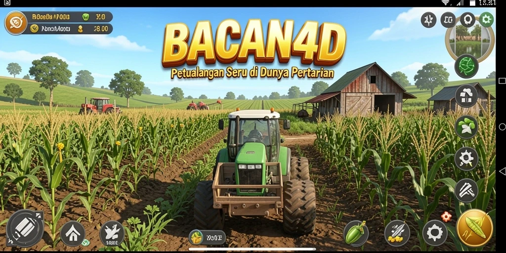 Screenshot tampilan gameplay seru BACAN4D dengan aktivitas bertani.