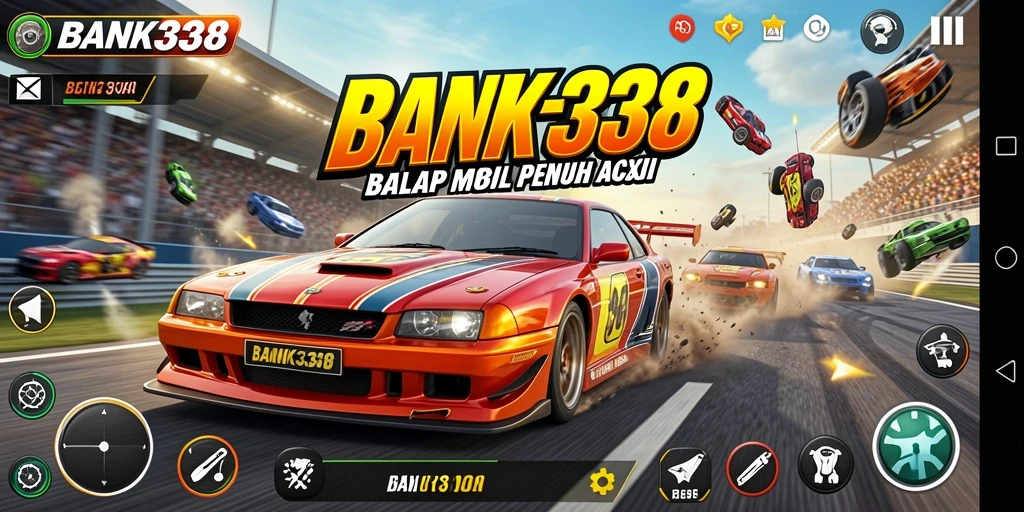 Tampilan mendebarkan dari gameplay balap mobil di BANK338.