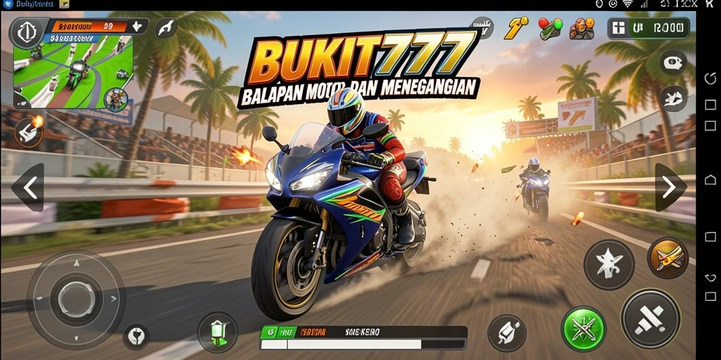 Screenshot gameplay BUKIT777 yang menunjukkan balapan mendebarkan.