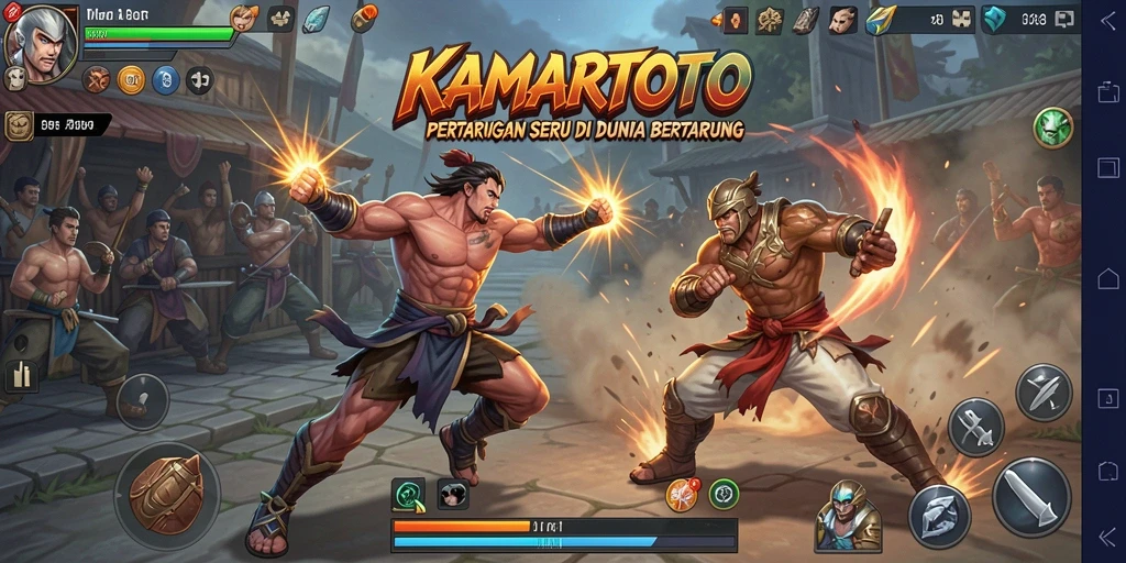 Tampilan screenshot KAMARTOTO menampilkan karakter bertarung dengan grafis yang memukau.