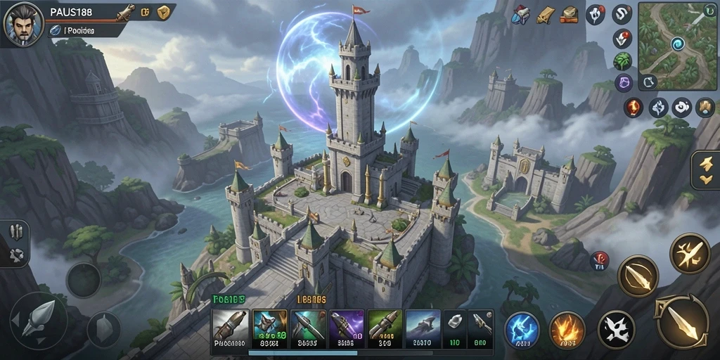 Screenshot utama PAUS188 menampilkan aksi menegangkan dalam Tower Defense.