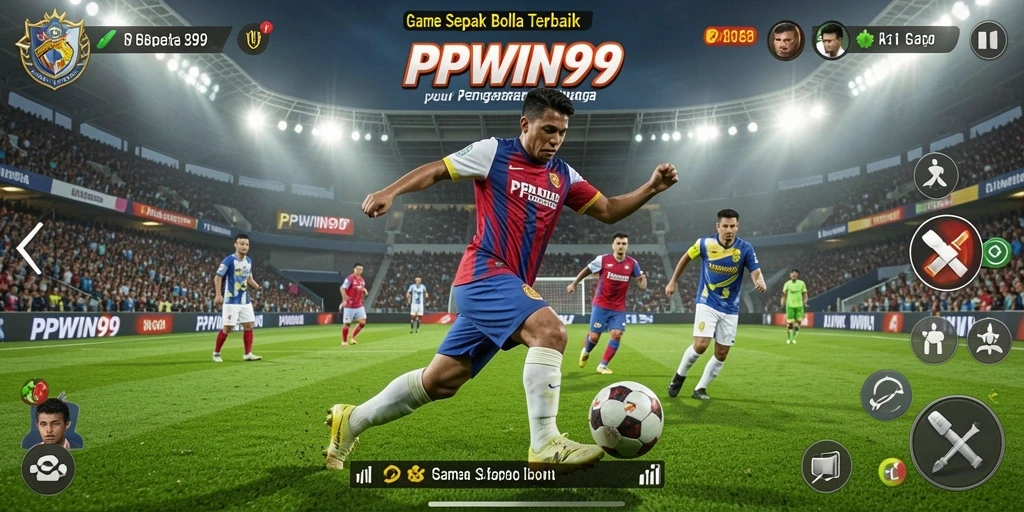 Tampilan gameplay menegangkan dalam PPWIN99 dengan aksi sepak bola nyata.