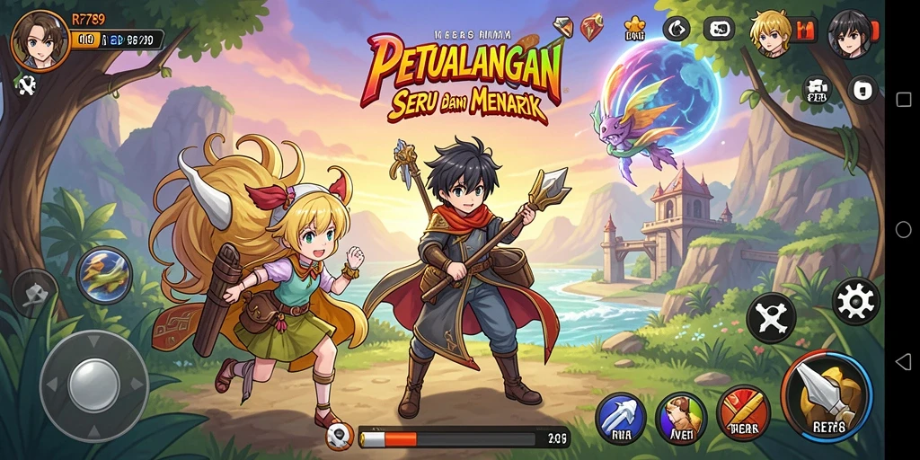 Tampilan gameplay menakjubkan dan karakter anime yang menawan.