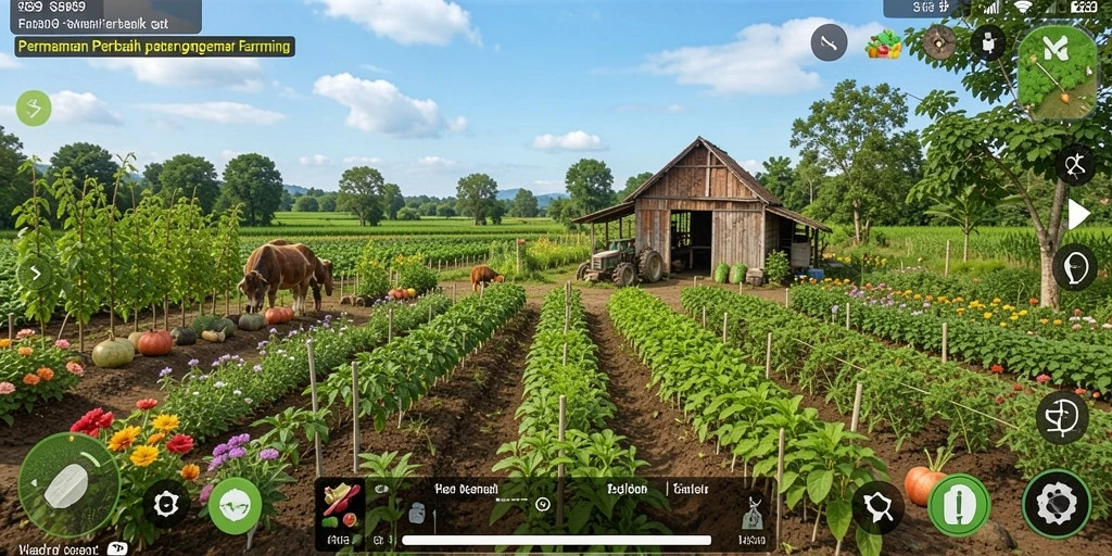 Screenshot S9S9 menampilkan aktivitas bertani yang seru dan interaktif.