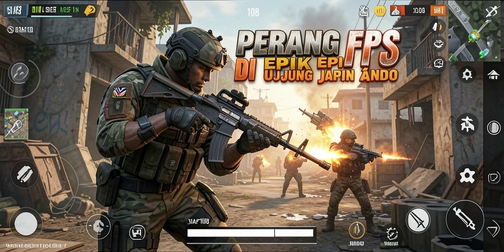Tangkapan layar gameplay SIAP108 menampilkan pertempuran epik di medan perang FPS.