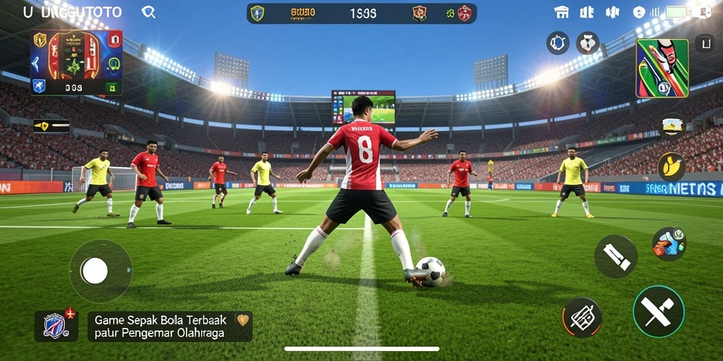 Screenshot gameplay UNGUTOTO dengan aksi sepak bola yang menegangkan.