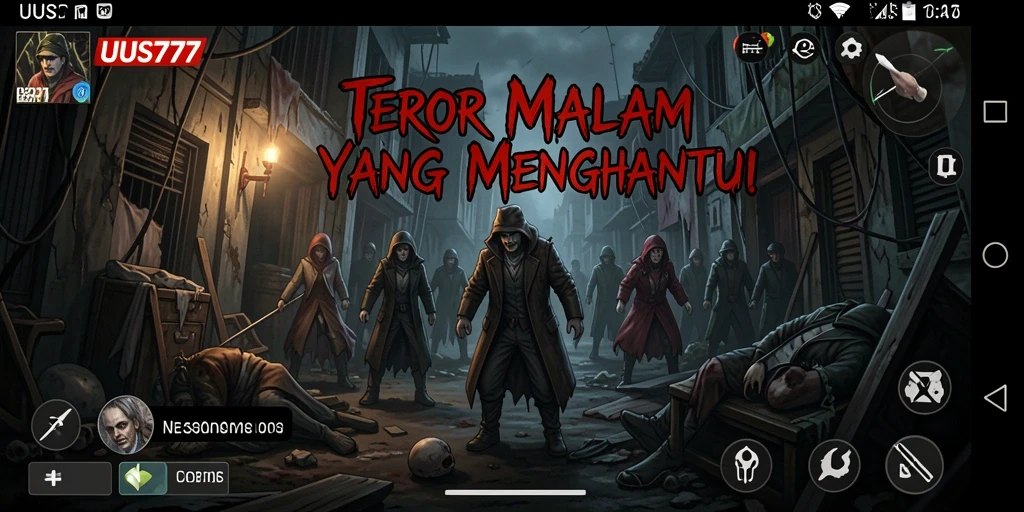 Screenshot gameplay UUS777 menunjukkan momen menegangkan saat menjelajahi kegelapan.